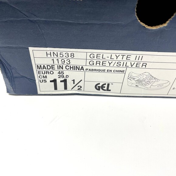 Asics Gel Lyte 3 Black Ice Mens 11.5 Gray Silver Running Sneakers HN538 1193 NEW main image 4